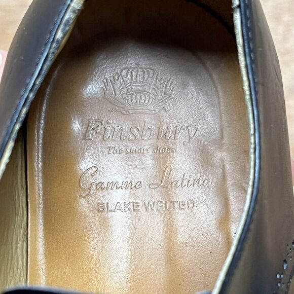 Finsbury Montana Men's 11.5 Shoes Black Leather Gamme Latina Blake Welted Oxford - Picture 9 of 13